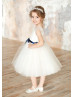 Unique Ivory Lace Glitter Tulle Flower Girl Dress